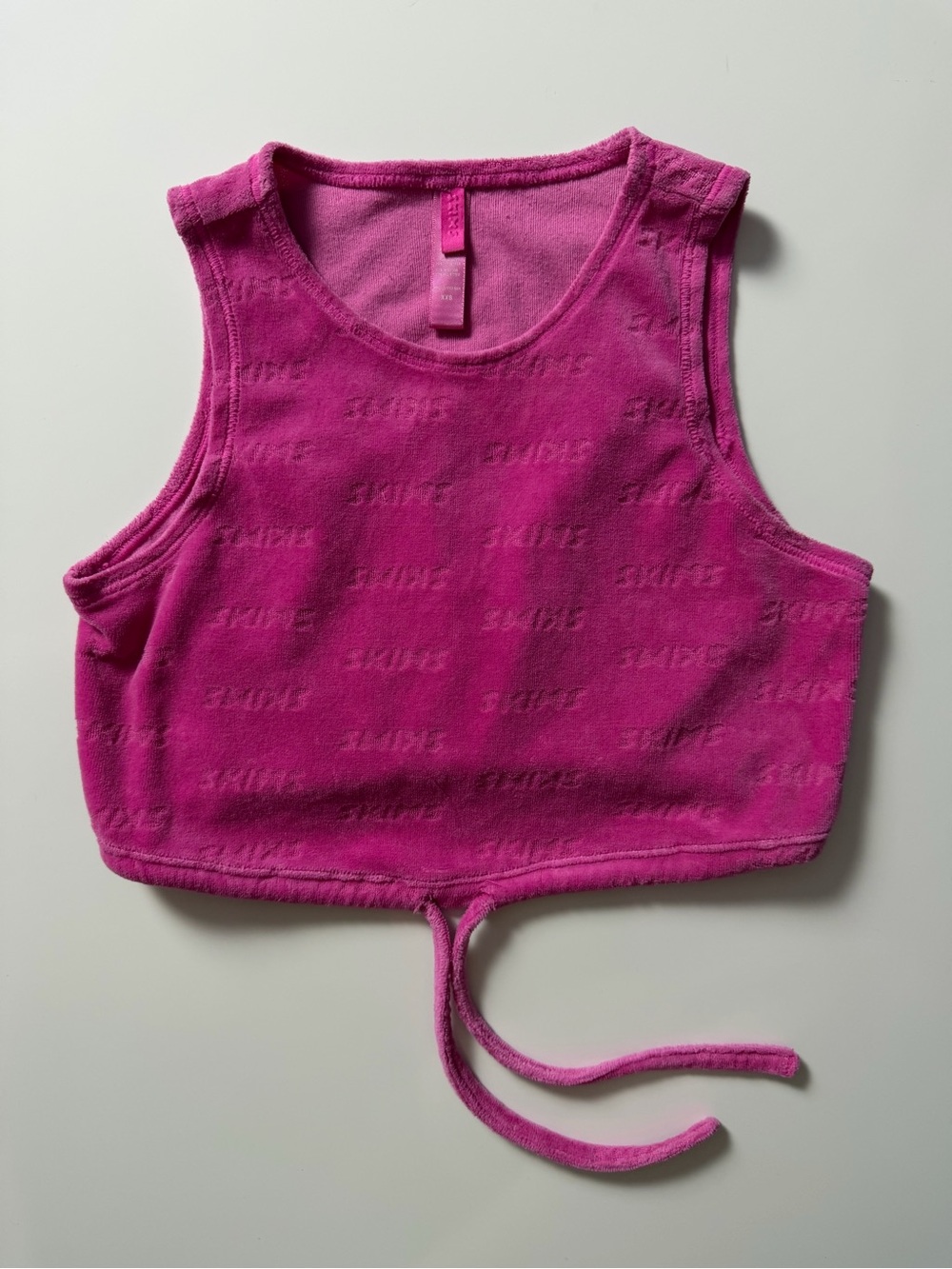 Skims Velour Tie Tank, Pink, Size XXS